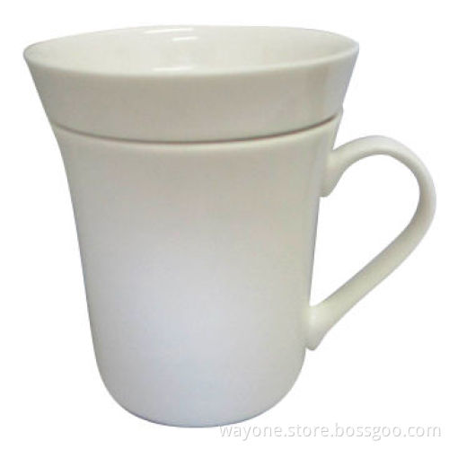 Extra White Fine China Cup and Lid, Measures 8.5 x 9.4 x 7cm, Dishwasher Safe/Water Decal Printing